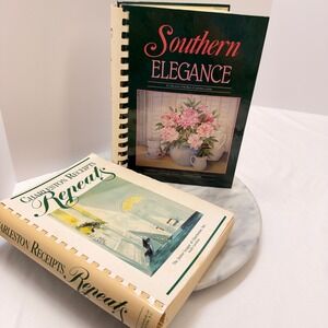 2 Vtg 80's Jr. League Cookbooks Charleston Receipts Repeats & Southern Elegance